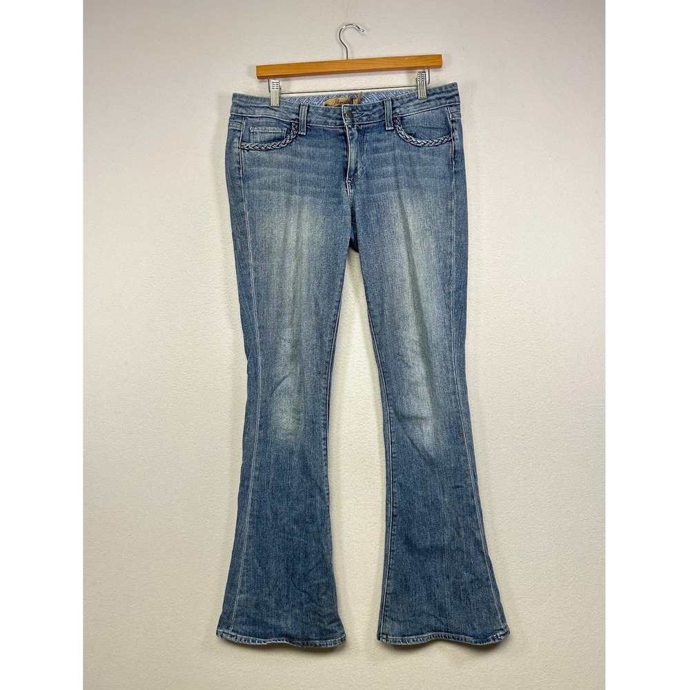 Boho Western Paige Premium Denim Womens 30 Blue Lou Lou Braided Flare Jeans